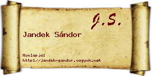 Jandek Sándor névjegykártya