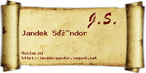 Jandek Sándor névjegykártya